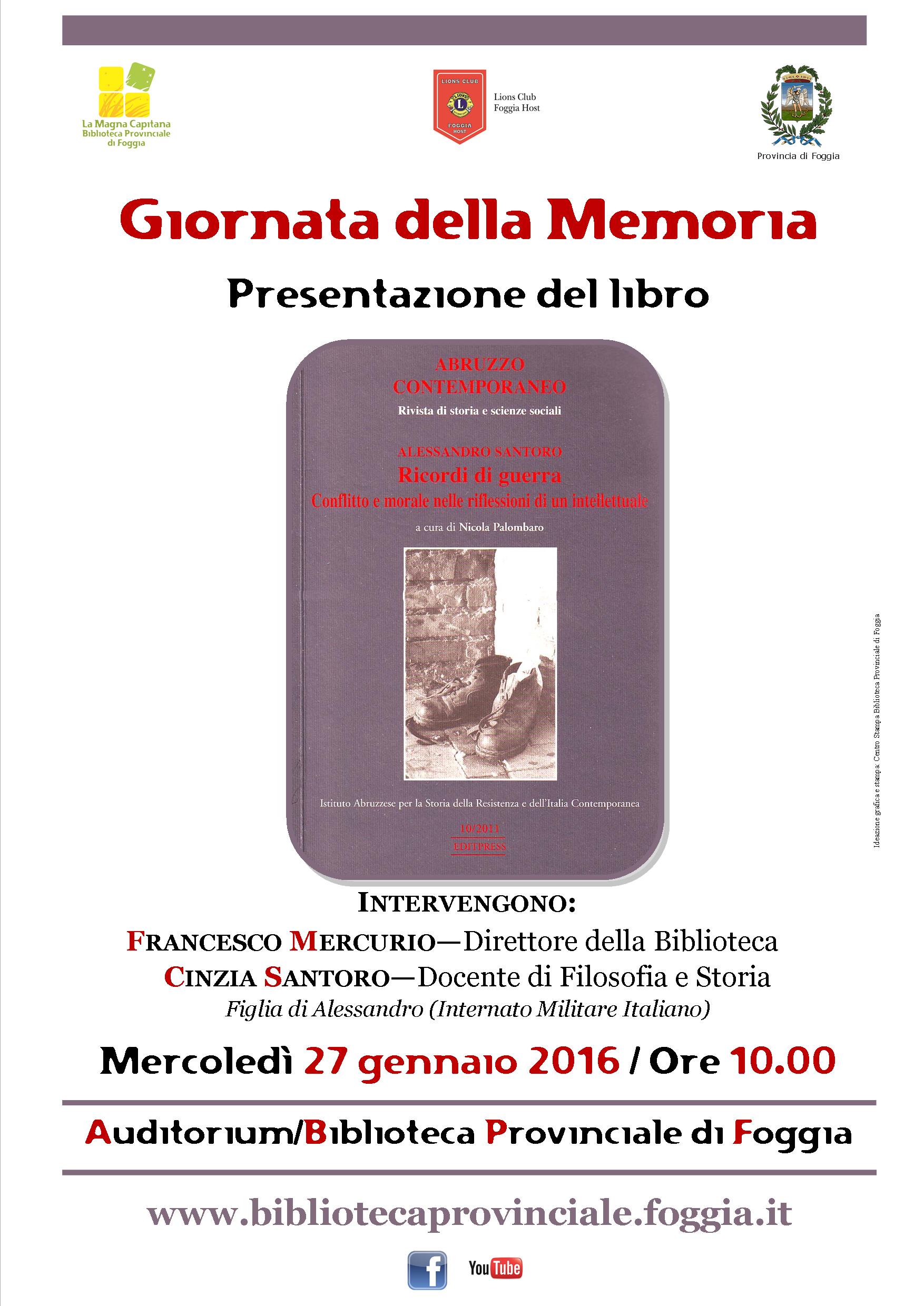 La Biblioteca Provinciale di Foggia celebra la Giornata della Memoria