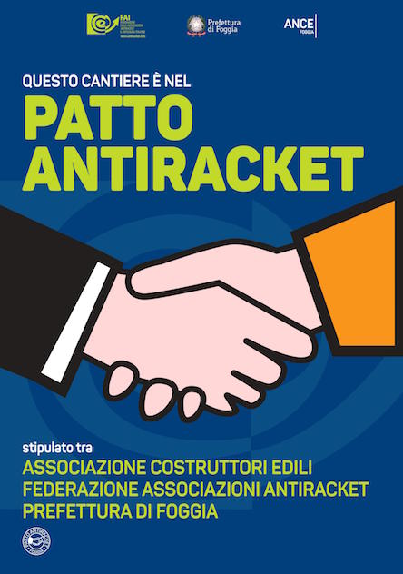 Logo antiracket esposto nei cantieri edili di Foggia