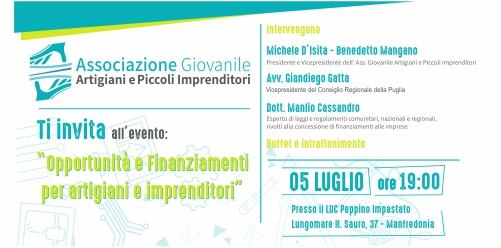 05.07.18 Incontro Opportunità E Finanziamenti Per Artigiani E Piccoli Imprenditori