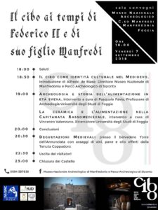 Locandina "Il cibo ai tempi di Federico II e di suo figlio Manfredi"
