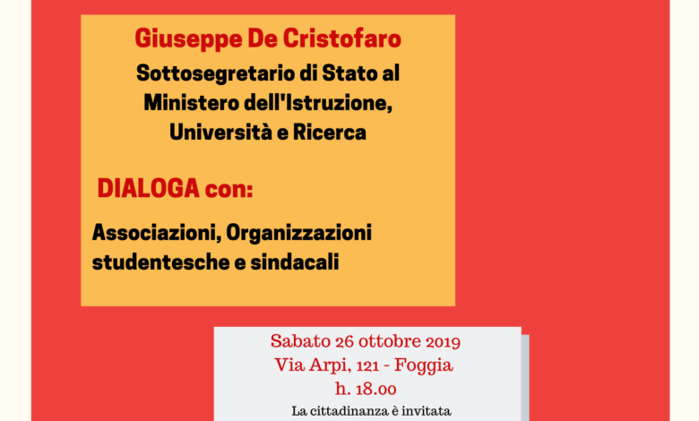 foggia-Incontro con Sottosegretario De Cristofaro