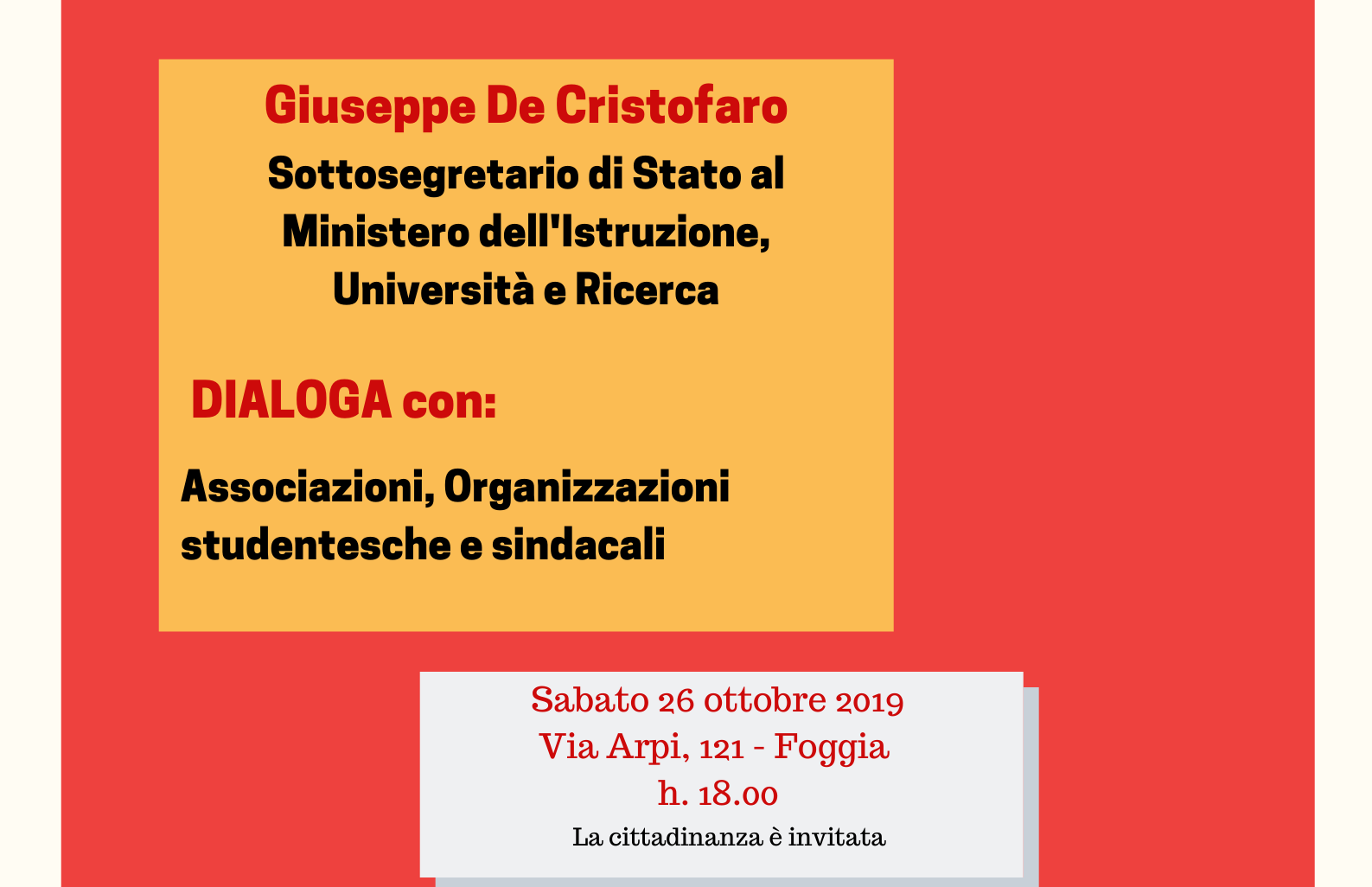 foggia-Incontro con Sottosegretario De Cristofaro