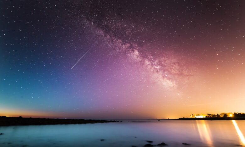 milky way above body of water